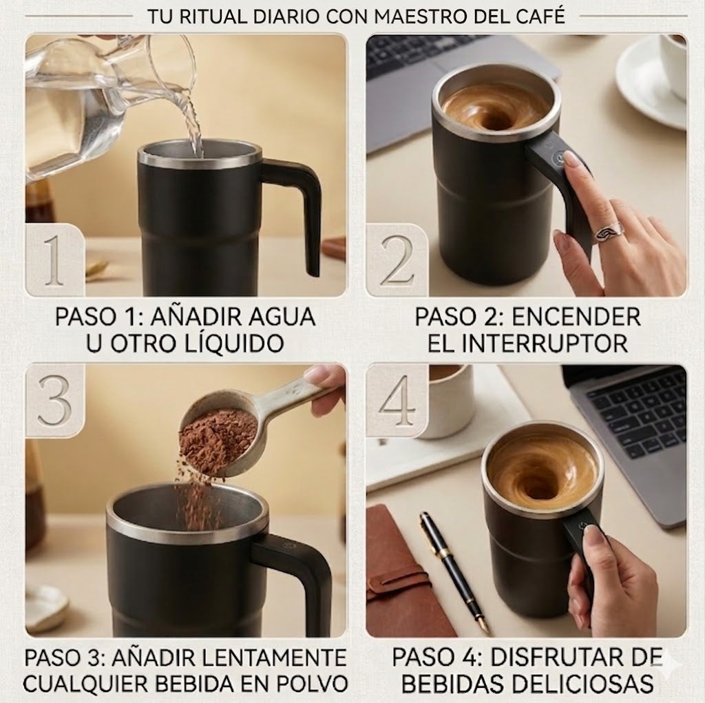 Taza termica con mezclador automatico